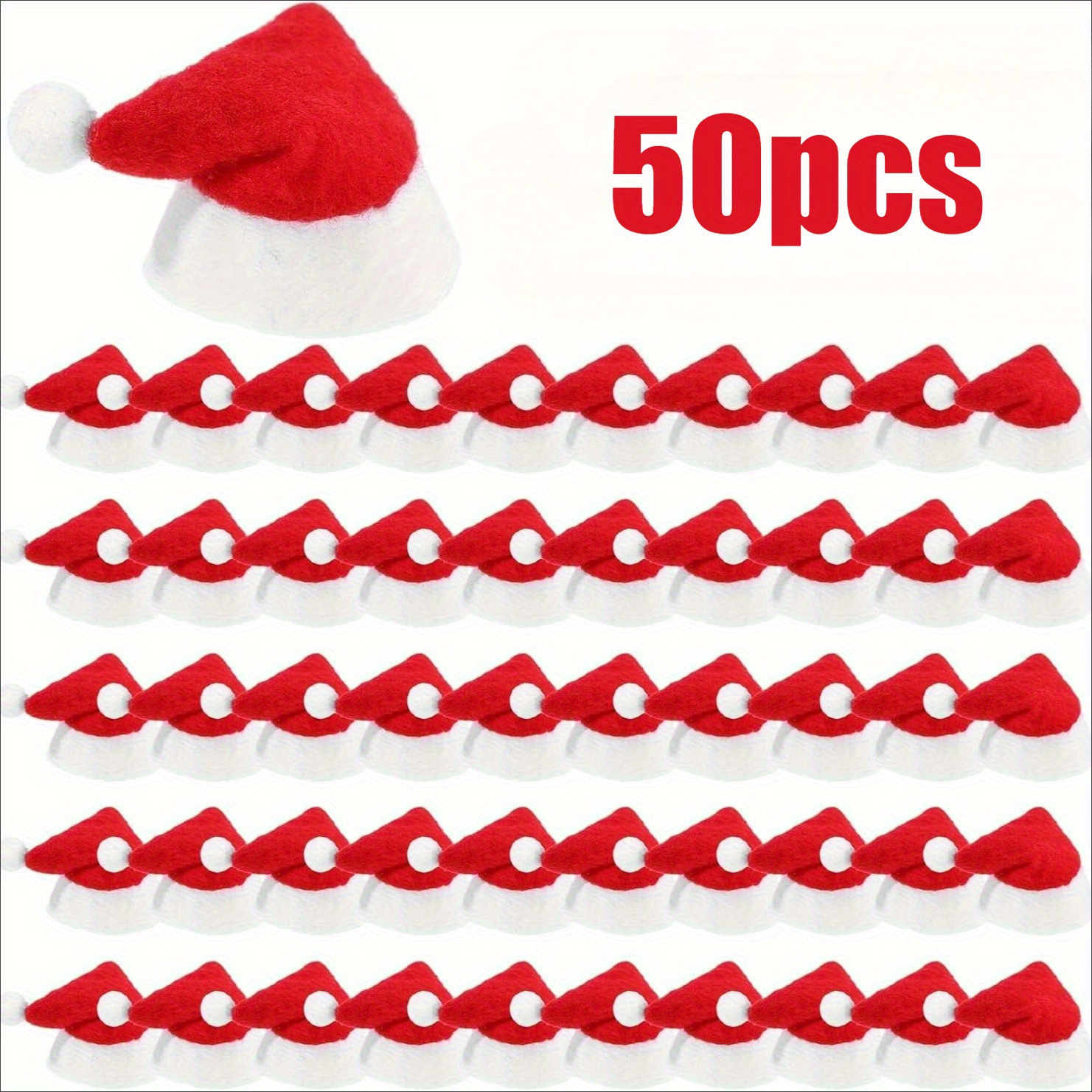 TEMU 50pcs Christmas Party Supplies - Santa Claus Lollipop Hats, 60pcs Mini Candy Hats Halloween&christmas