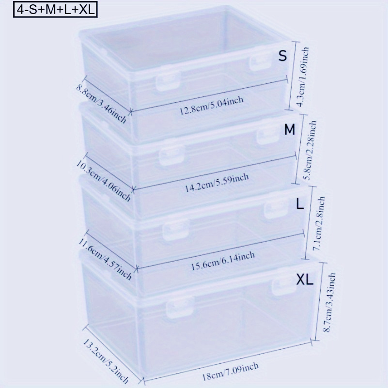 4pcs Transparent Stackable Organizer Boxes with Secure Flip-Top Lids