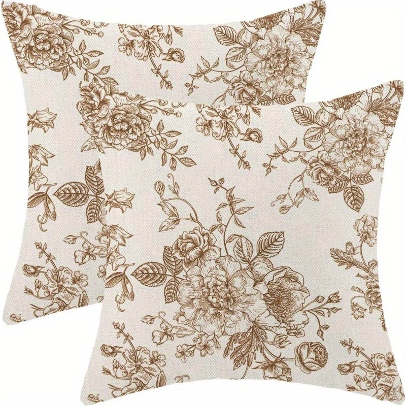 TEMU Single-sided 2pcs 2d Floral Pillowcase, Flower Decorative Pillowcase For Outdoor Farmhouse Decor, Home Sofa Use, No Insert, 14x14, 16x16, 18x18,