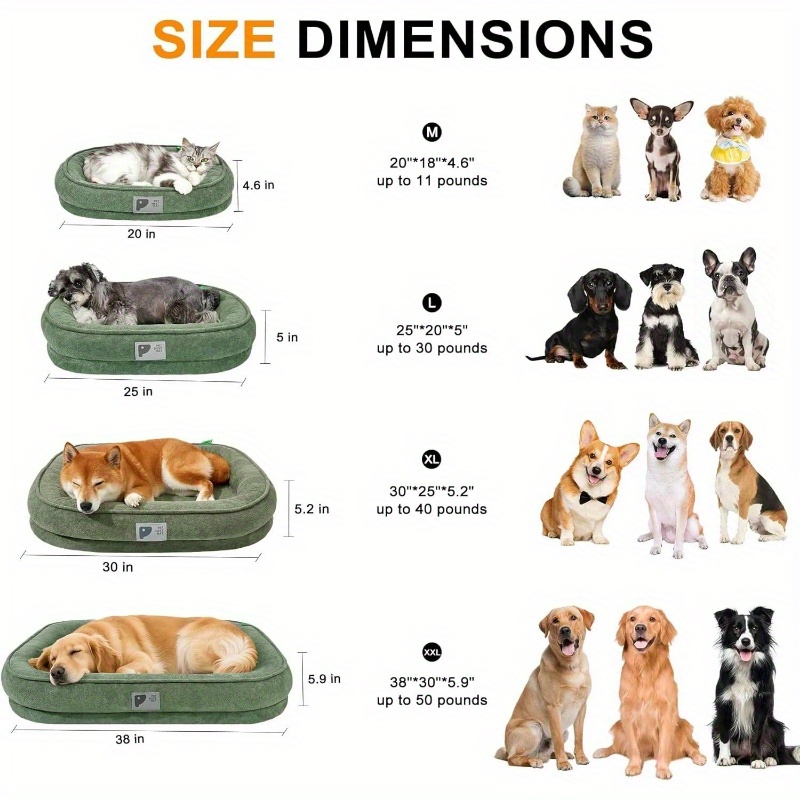 orthopedic dog bed puppy and kitten, soft beds indoor cats, washable dog bed with removable covernon - slip bottom with four - sided bolster green, dog bed cover, dog bed cosy, thick dog bed, heavy duty dog bed, plush dog bed, pet sleeping pad, cozy pet bed, reinforced stitching,   pet bed, cat sleeping pad, indoor pet furniture, large breed dogs, kitten bed, dog bed for small dog, dog bed, dog bed, large dog bed Product details 5
