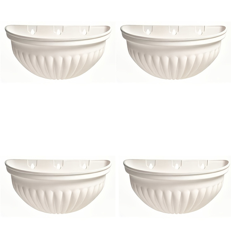 TEMU 4pcs Set Of Round, Wavy- Plastic Wall-mounted Flower Pot Holders, Thickened, Weather-resistant And Windproof, Suitable For Indoor And Outdoor