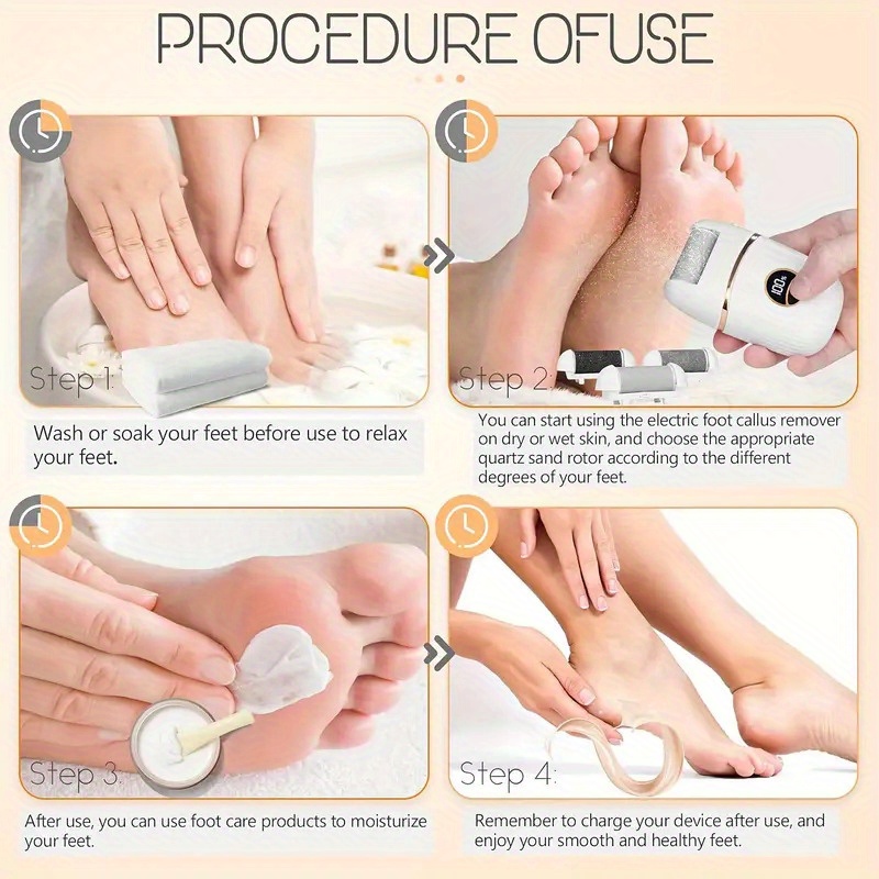 2025 New Foot Grinding, USB Rechargeable Metal Foot Grinding (Three Grinding Heads), Portable and Easy to Use, Light Beige Care, Suitable Cracked and Dry Light Beige, Fashion Pedicure Tools