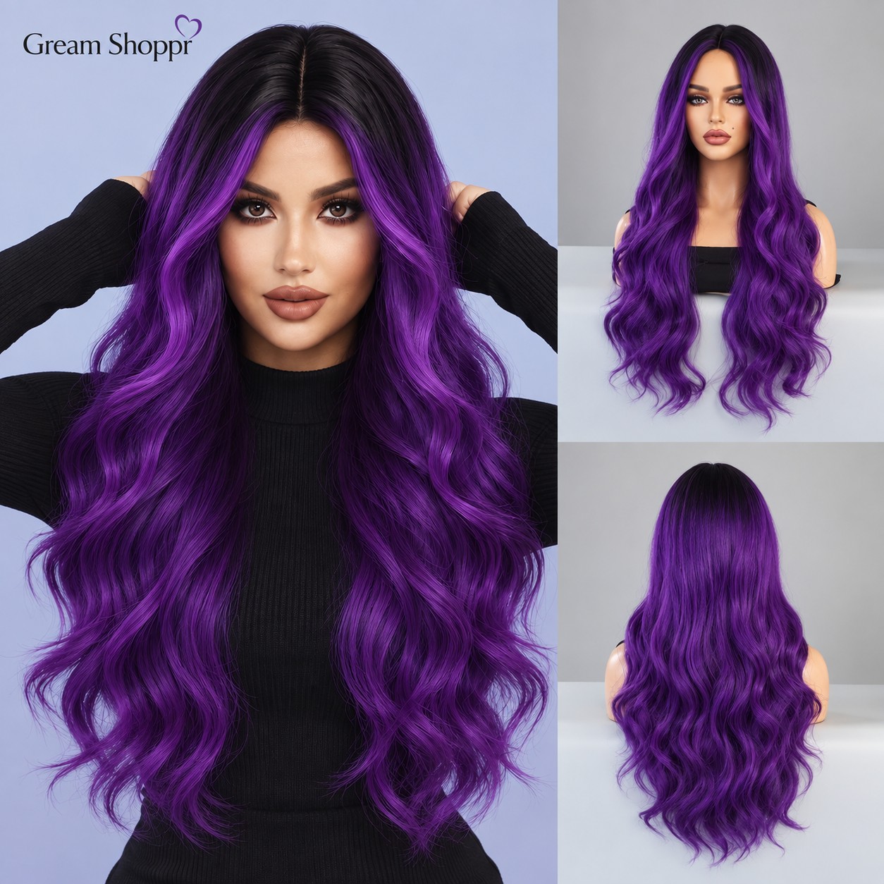 TEMU 28 Inch Purple Short Synthetic Wig For Women, Fashionable And Elegant Style With Built-in Breathable Wig , , Perfect For Dates, Parties, , And