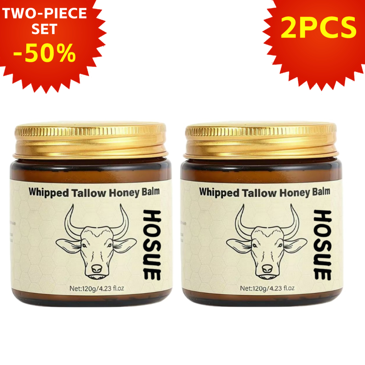 TEMU Two-piece Set, Beef Honey . Natural Facial And Body Moisturizer, Sensitive , Deep Nourishing Formula And Honey Balm. Beef And Milk. Non-greasy