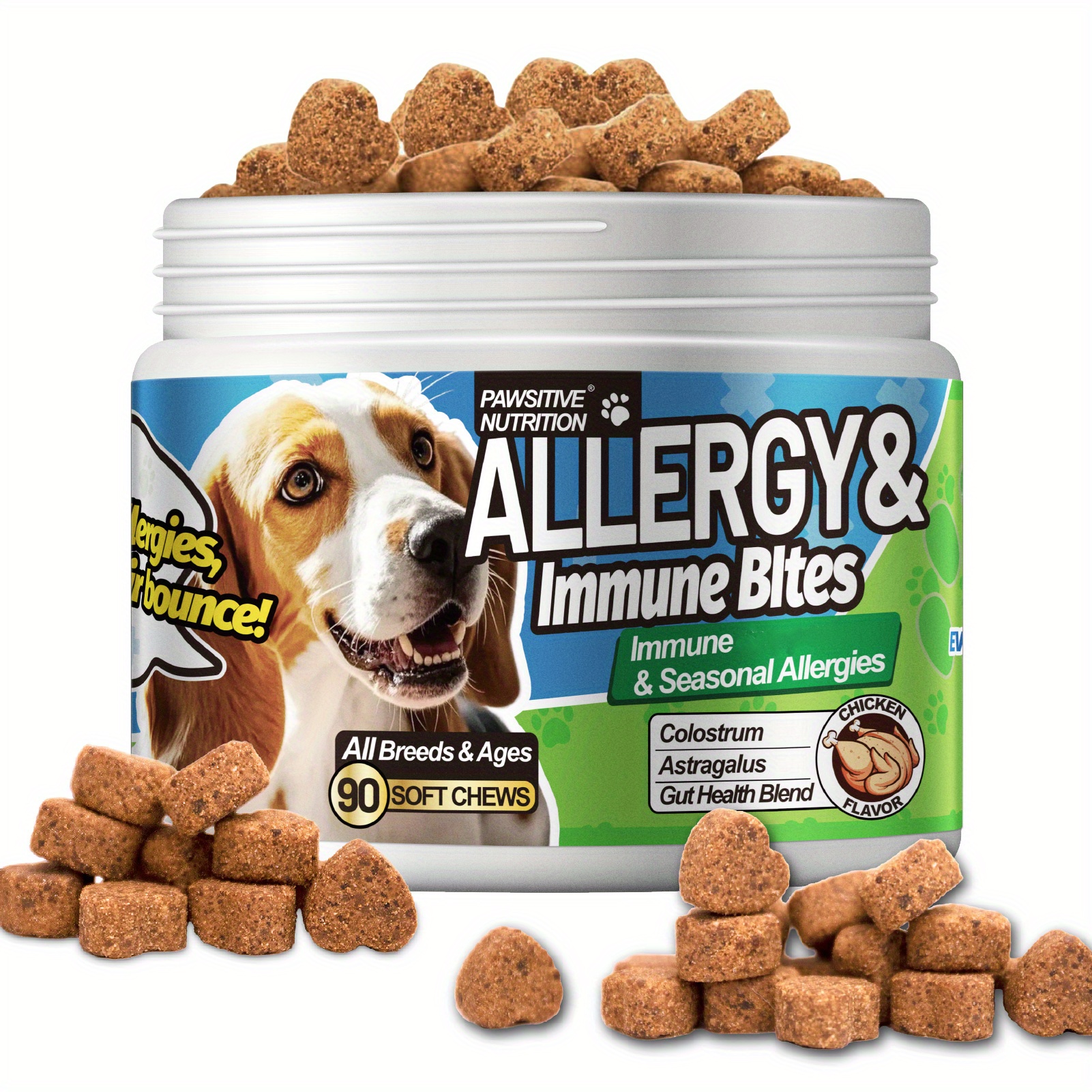 TEMU Nutrition Allergy & Probiotics For Dogs, Seasonal Allergies, Itchy Skin, Gut & Digestive Health - & Astragalus Root - Suitable For All Dogs - Chicken Flavor - 90