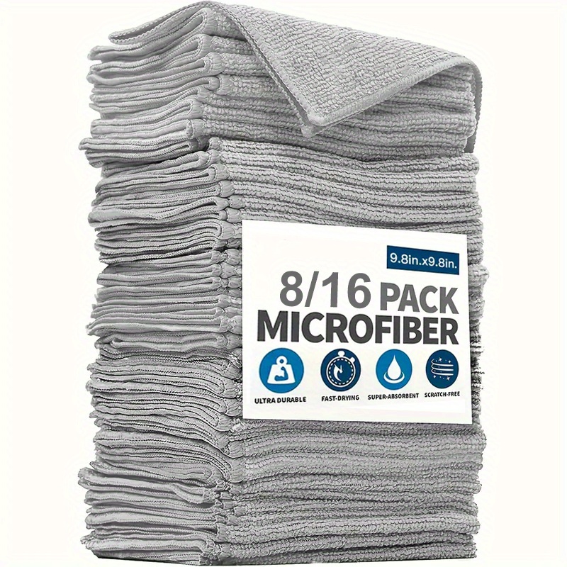 

8/16 Pack Microfiber Cleaning Cloths - , Ultra , Bamboo Charcoal Fabric Towels For Kitchen, Bathroom, Car Wash, And Household Cleaning