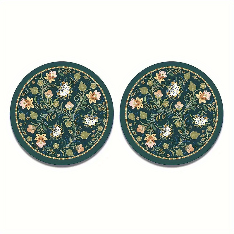 2pcs Floral Diatomaceous Earth Car Coasters, Cup Holder Inserts For Vehicle - Absorbent And Non-slip - Perfect Gift Idea For Car Enthusiasts