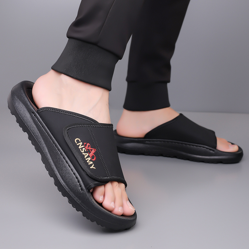 mens fashion anti   flops comfortable thick soled summer sandals durable eva material unisex design casual daily use non slip wear resistant driving home slippers for men 2025 new lightweight quick dry slides stylish open toe indoor outdoor   with   sole solid color round toe   1 pair 1   bag 2pcs set Product details 8