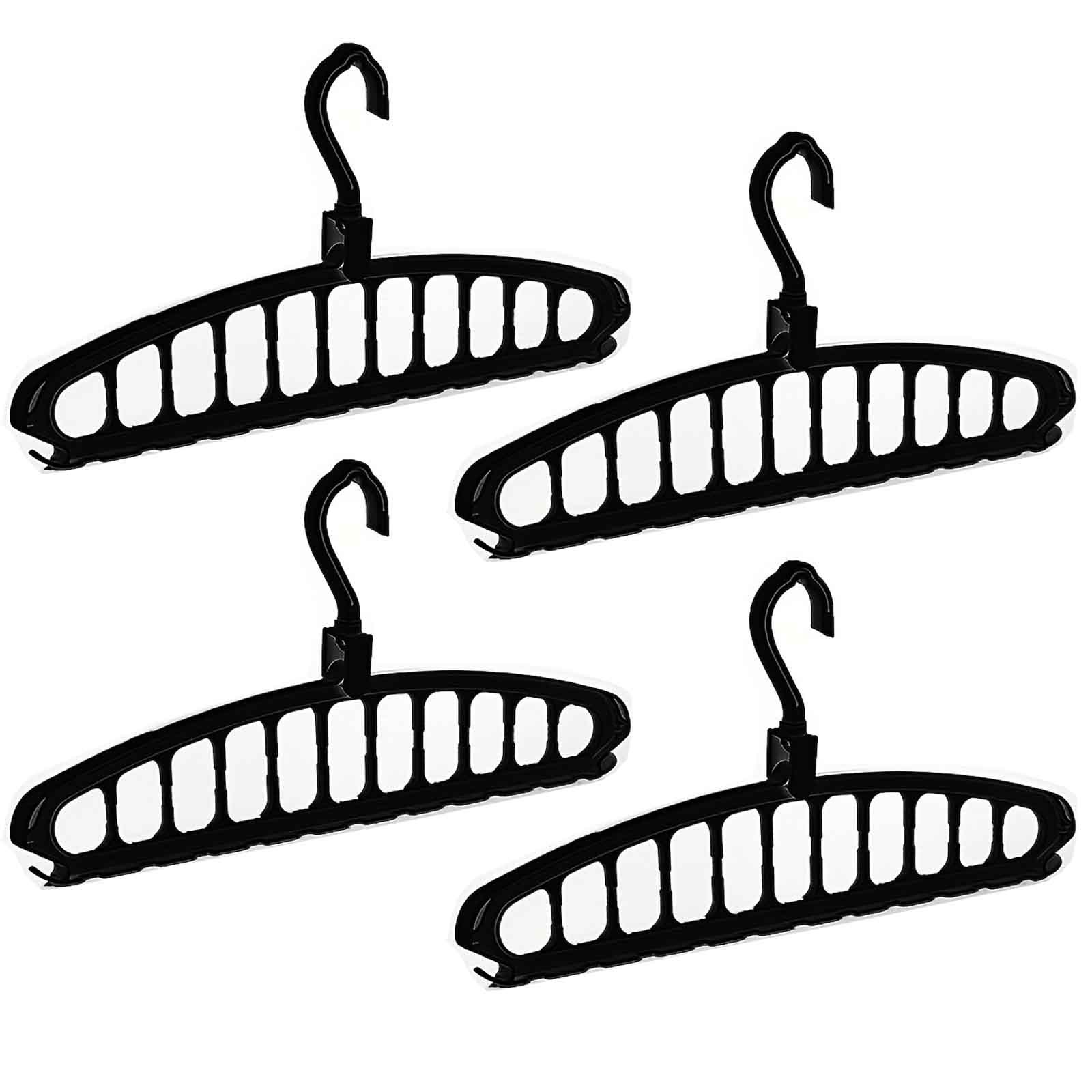 TEMU 4pcs Heavy-duty Foldable Hangers With Multi-hole Design | Durable Plastic Clothes Organizer For Use, Space-saving Vertical Storage, Easy