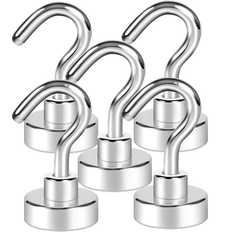 TEMU Magnetic Utility Hooks, Heavy Duty Magnetic Hooks, Plated, Suitable For Kitchen, Garage, Cruise Ship, Workplace And Office, 5-pack Colored