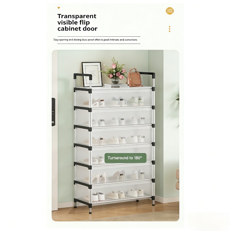 7 tier shoe rack organizer with dust proof doors sturdy shoe rack with handles and dust proof   covers portable modular shoe cabinet with doors large capacity tall shoe rack for closets   and boot organization utility racks 2