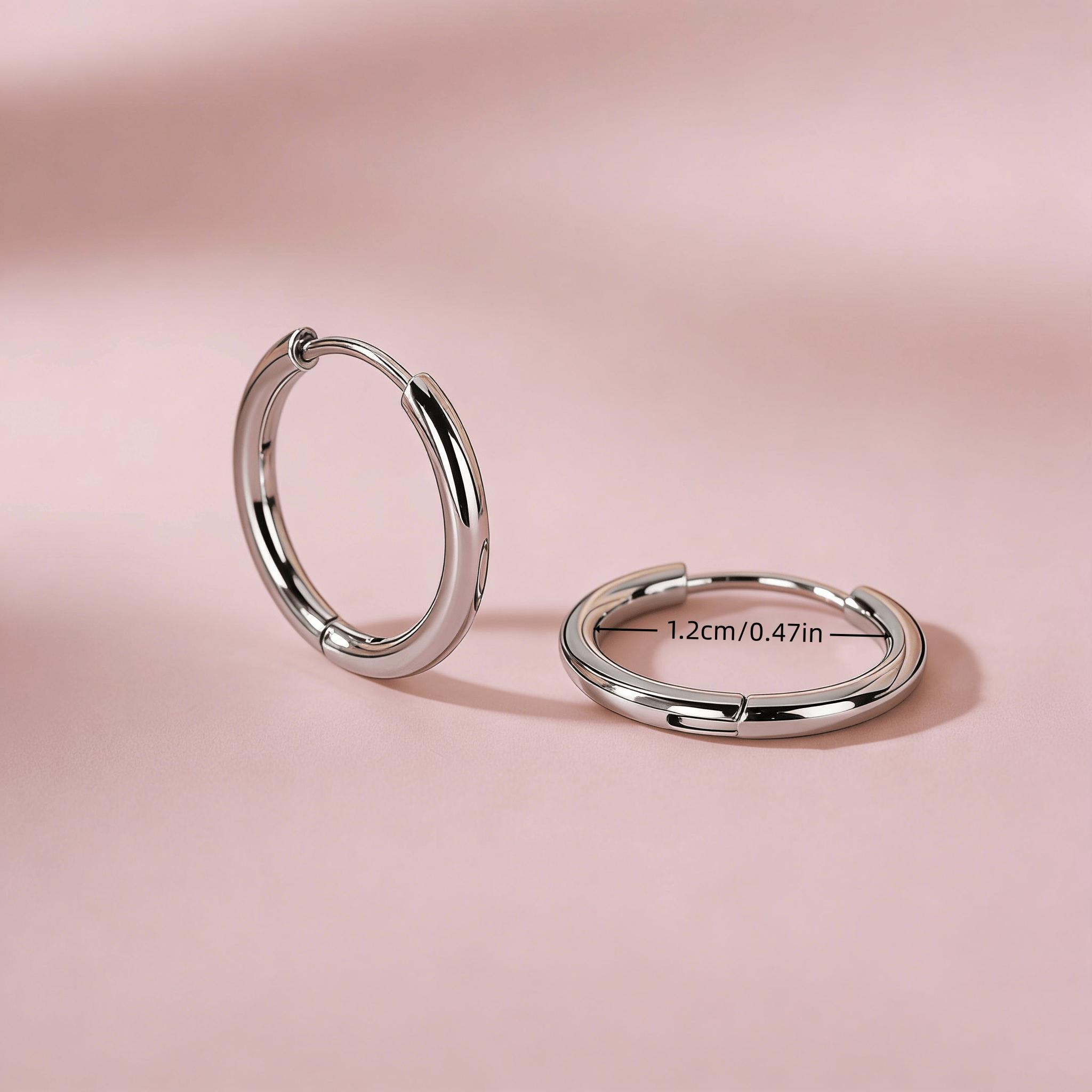TEMU High-quality Stainless ' Earrings | Low-allergenic Cool- Premium Silvery Ring Ear Clasps, Elegant, Fashionable And Drooping Designer Earrings,