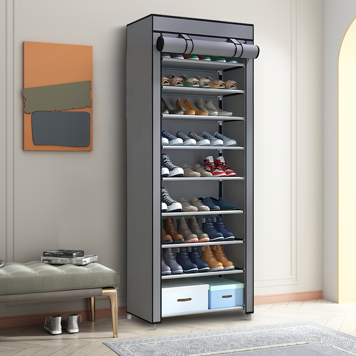TEMU Multi-functional 6/8/10-layer Shoe Organizer - Easy To Assemble, Portable Storage, Suitable For 15-27 Pairs Of Sports Shoes, High Heels, And