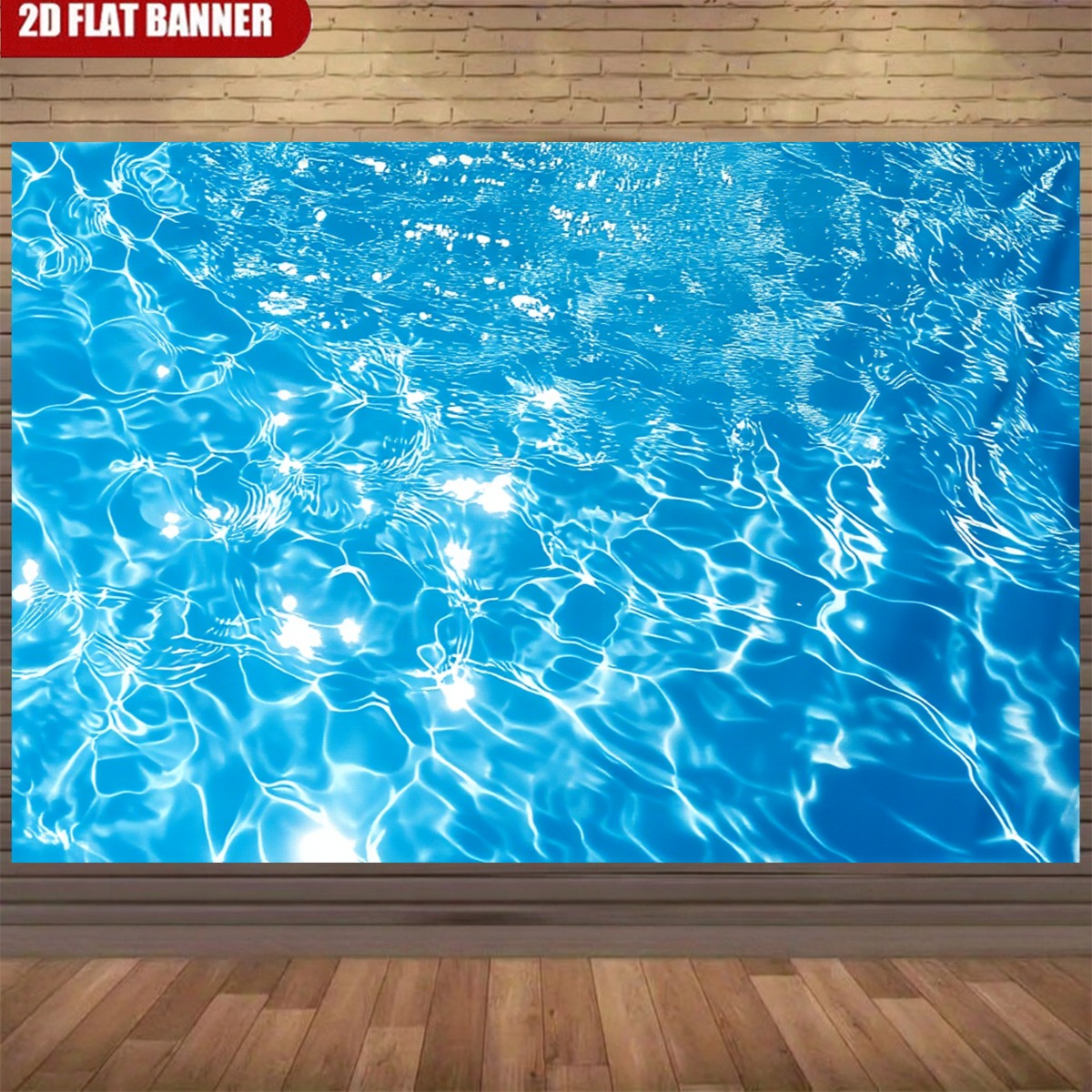 TEMU 2d Flat, 1pc Blue Water Ripple Backdrop Suitable For Holiday Decorations, Photography Backgrounds, Indoor/outdoor Wall Hanging - Elegant Pattern