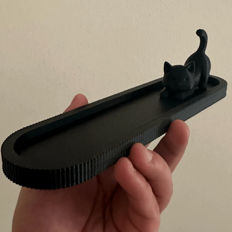 TEMU Cat-shaped , Black Cat Head Ash Tray Long Style, Cute Animal Shaped Incense Stick Holder, Suitable For Home Decor, Meditation, Yoga, Relaxation,