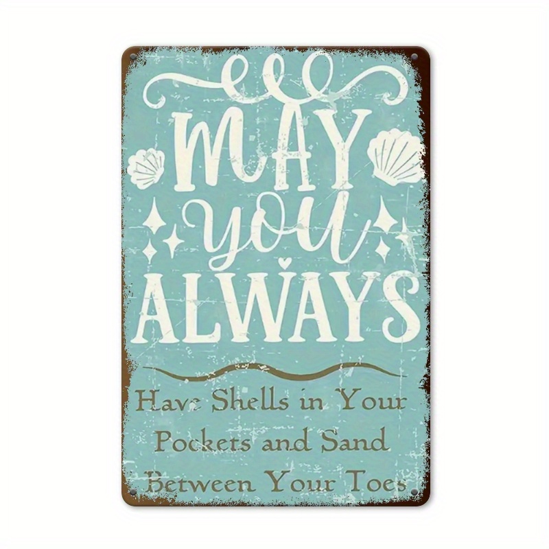 TEMU Decorative Sign And Plague, 2d Flat Wooden Decorative Board, 1pc, Wall Decoration, 1pc Beach-themed Decor, With Shells, Starfish, And "may Have