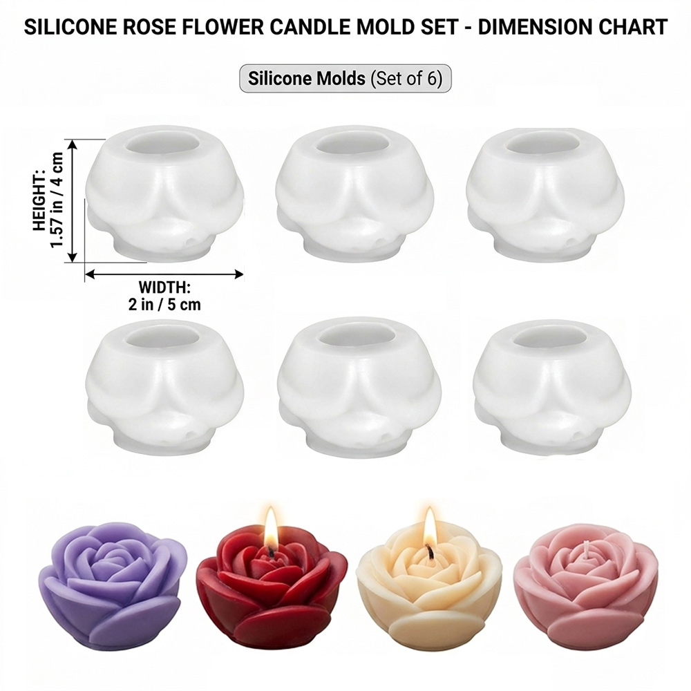 TEMU Set da 6 stampi in silicone a 6 cavit� a forma realistica, adatti per di candele, stampi riutilizzabili non per candele da aromaterapia, cera,