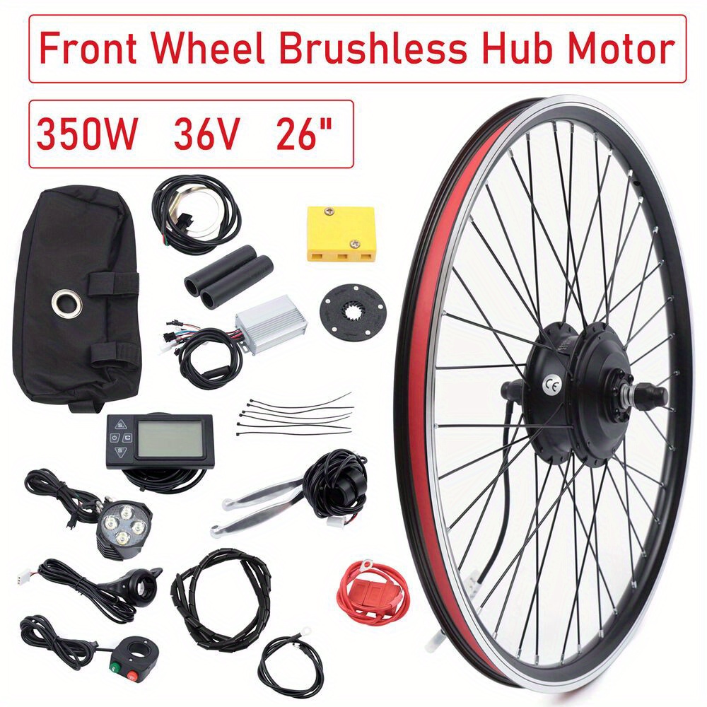 Kit Conversion Vélo électrique 36V 350W - Roue Arrière 26 Pouces - Pédalier Capteur 5pts