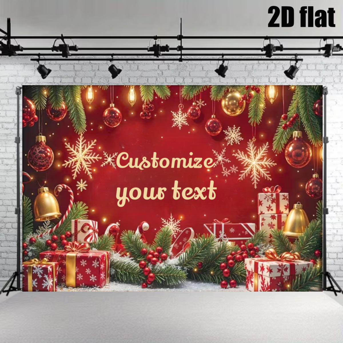 TEMU 2d Flat, 2d Party Flat Banner, Customizable Christmas Backdrop With Printed Pattern, Suitable For Christmas Celebrations Indoor Outdoor