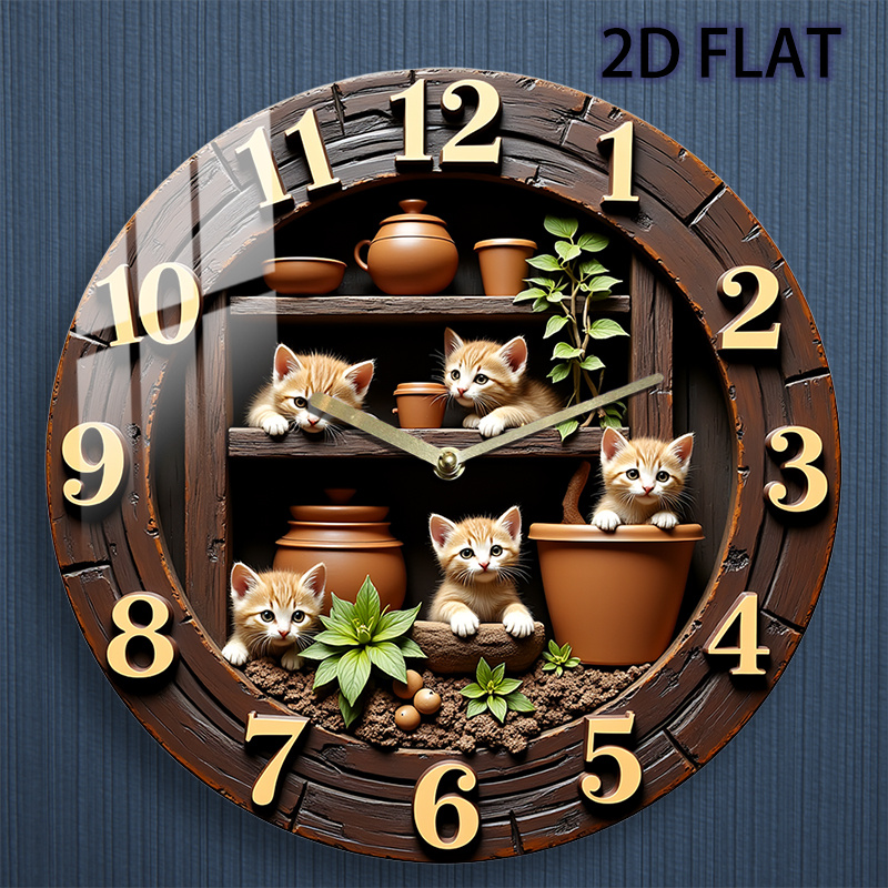 Digitale Wanduhr In Katzenform – Mit LED-Nachtlicht, 30x30 Cm, Aus Vinyl-Schallplatte