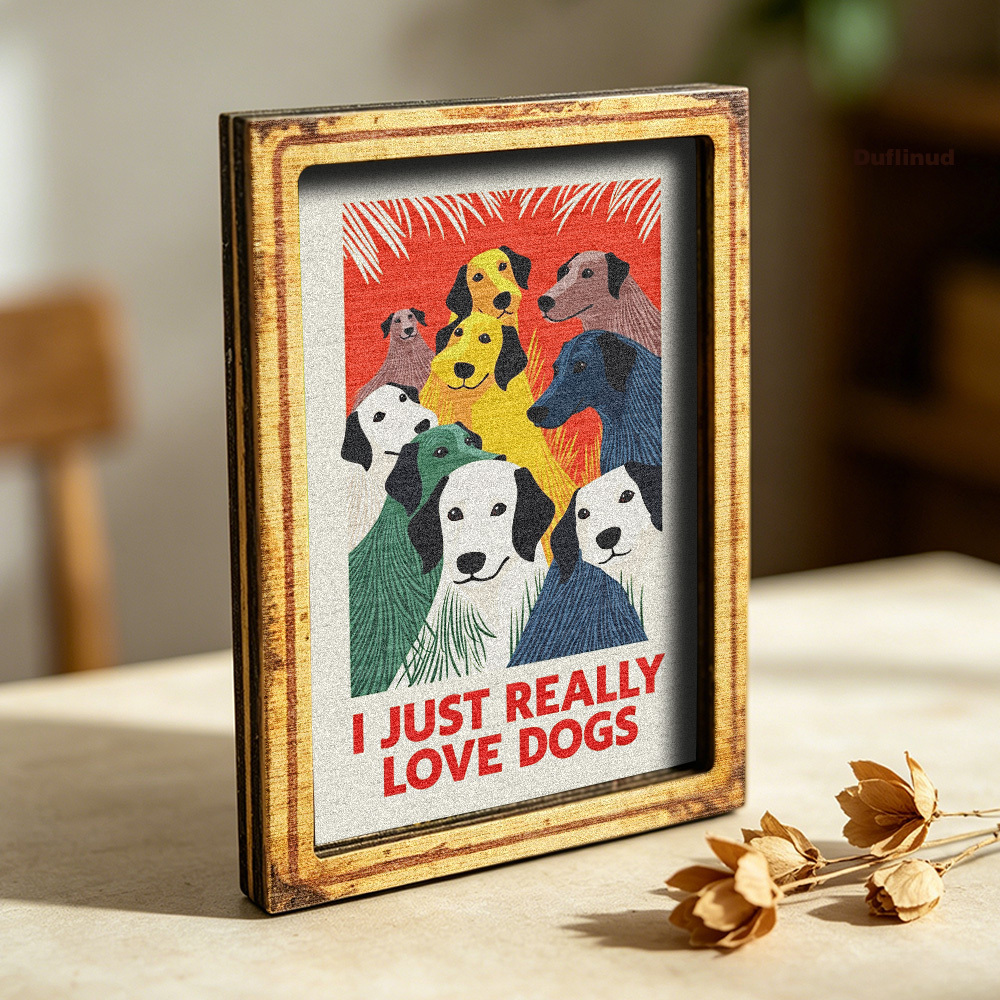 TEMU Adorable Dog Refrigerator Magnet, Wooden Fridge Magnet With Colorful Illustration Design, A Cozy Mini Decorative Plaque Perfect For Kitchen