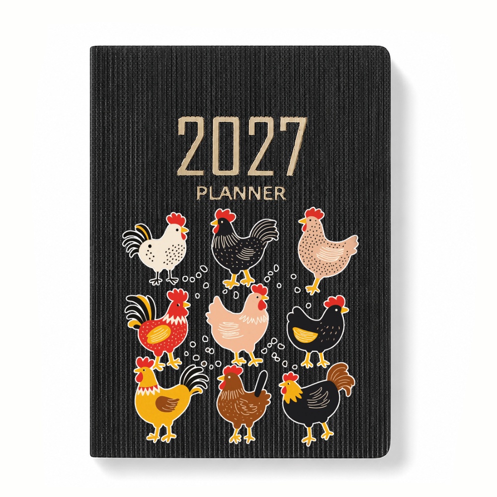 TEMU Schedule Book Chicken Rooster 2027 Planner, Colorful Farmhouse Vintage Design With Monthly And Weekly Organizer, Appointment Book And Gift ,