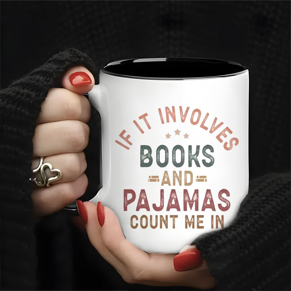Book : Ceramic Mug With Book & Pajama Design - Perfect Gift For Readers, , And Book Club Enthusiasts, , Perfect For Christmas, Easter.