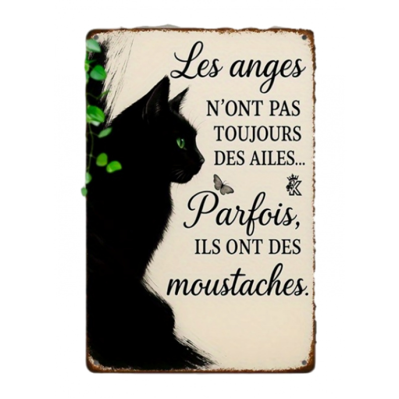 TEMU Décoration murale plate 2D en bois de style français avec affiche vintage A- beige et noire avec N'ont Pas Des Ailes, convient pour salons,