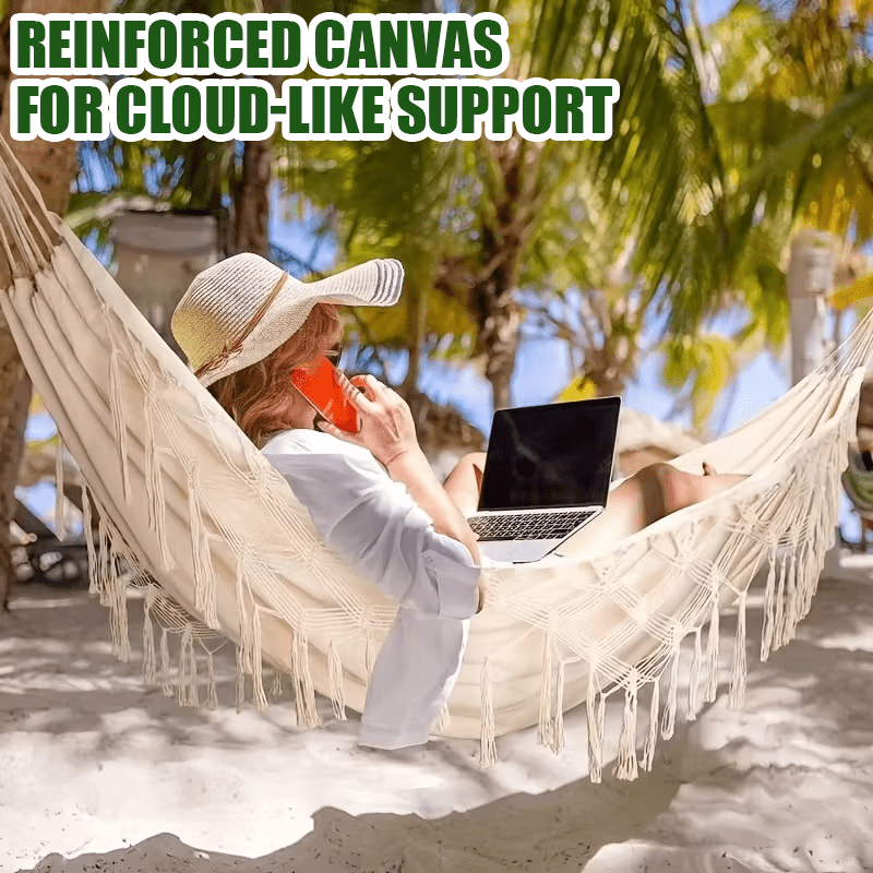 4 Color Tassel Canvas Hammock White Tassel Hammock Hammocks for Outside Outdoor Furniture Portable for Camping Yard Australian Local Warehouse Fast Delivery Perfect Valentine's Day Gifts Ideal for Ramadan