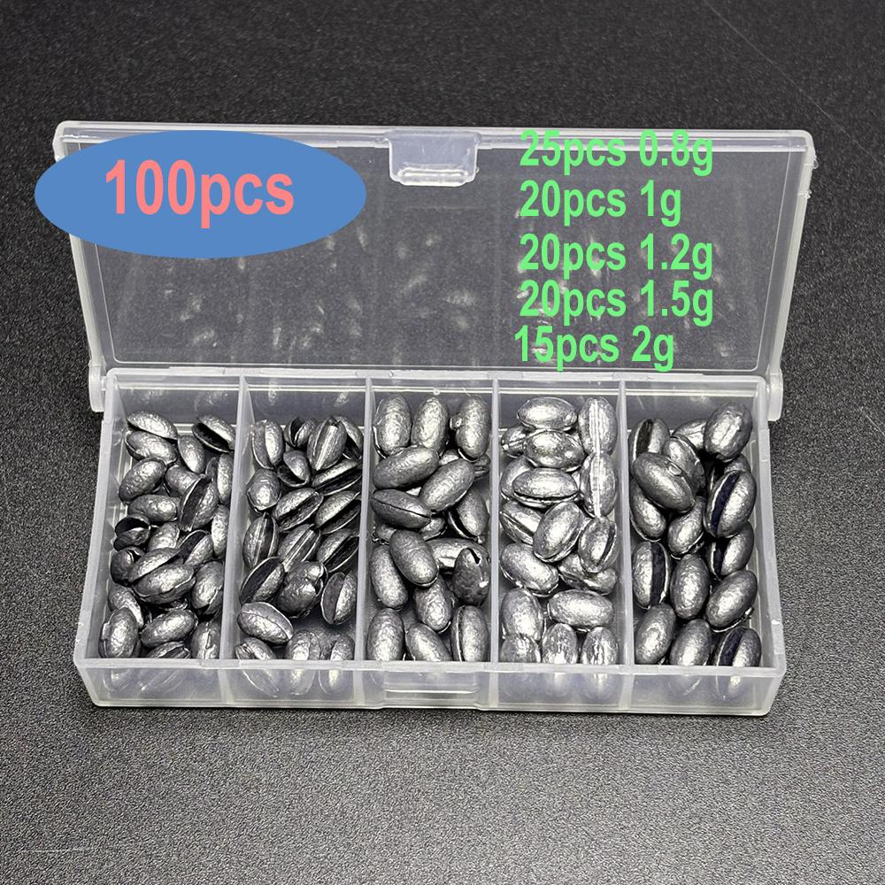 Image of 100pcs Egg Lead Fishing Weights Sinkers, Oval Shape Fishing Weights Line Tackle Sinkers For Fishing