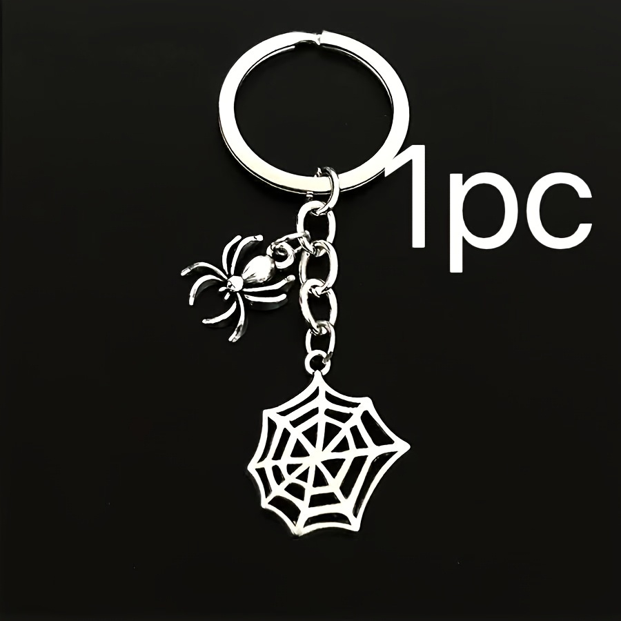 TEMU Christmas Gift,1/2pcs Punk Style Spider Web Keychain, Suitable For Cars And Bags, Funny Gifts, Halloween Gifts, Accessories