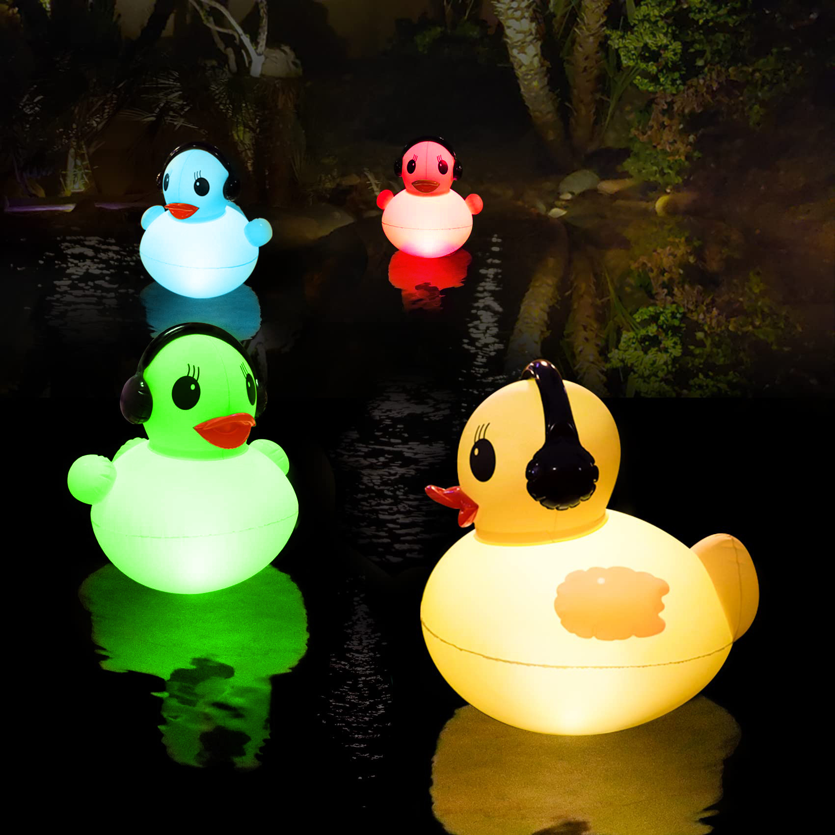 Pool Speakers Bluetooth Waterproof Floating Pool Lights LED Duck