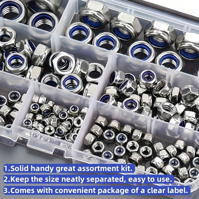 230 Assortment Kit, Metric Nylon Insert Bolts M3 M4 M5 M6 M8 M10 M12, Fully Threaded Bolts, Suitable For Environments