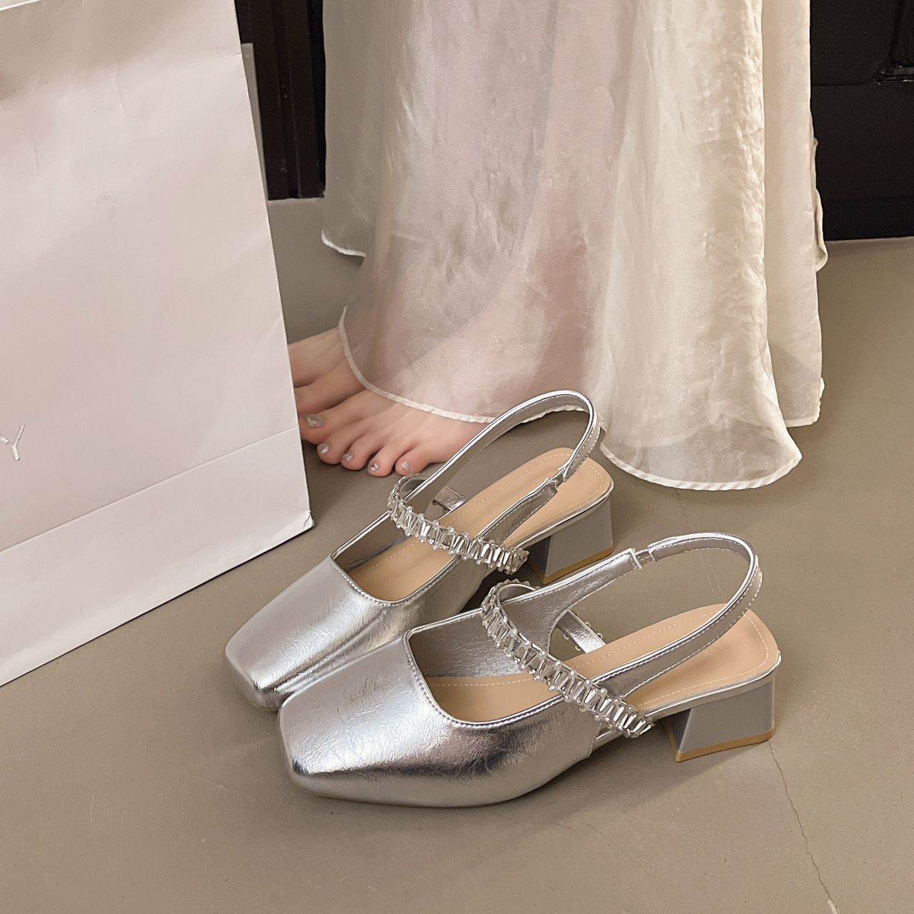 low heel closed toe sandals sold on Temu United States