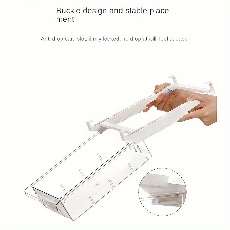 1pc Refrigerator Drawer Organizer Egg Rack, Refrigerator Drawer Storage Box Hanging Basket, Kitchen Fresh-keeping Freezer Shelf Holding Artifact, Suitable for Pull-out Refrigerator Drawer, Transparent Fruit and Vegetable Storage Box