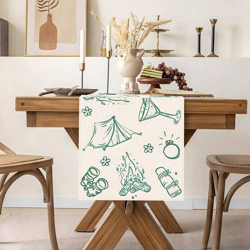 1pc textured camping bachelorette party decorative table runner pre wedding green bridal shower camping wedding party home kitchen dining table decor 13x36 13x72 13x108 inches