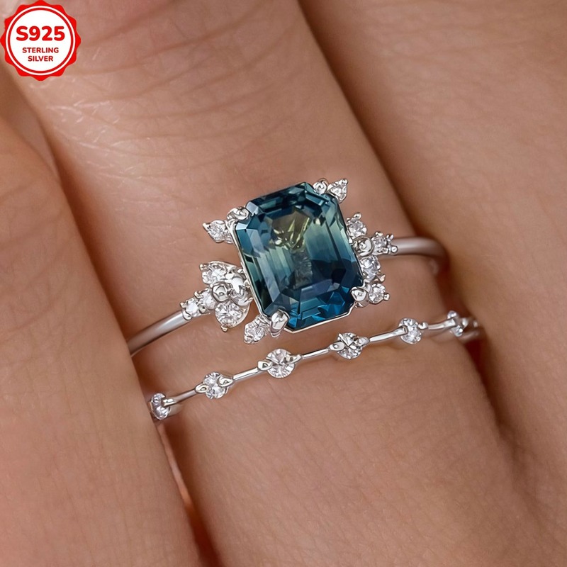 TEMU 1pc Women's Fashion Personalized Ring S925 Pure Silvery Couple's Pair Ring Zirconia Ring Jewelry Women's Gift For Party Gift Suitable For Daily
