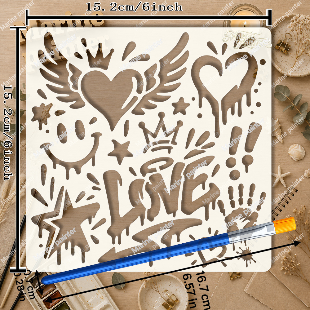 TEMU per pittura 2 pezzi - 'Doodle divertente a tema cuore' - AMORE, alati, colanti, Corone, , , , , di e Schizzi; per da parete in stile ,