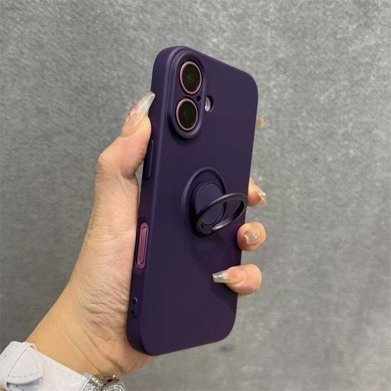 Liquid Silicone Suitable for 16 Phone Cases, Compatible with for iphone 15 Pro Max Ring Stand, Designed for Women, Full Protection Soft Case for 14 Plus, Shockproof for 13, High-end Texture for 12 Minimalist Style, Solid Color Protective Cover