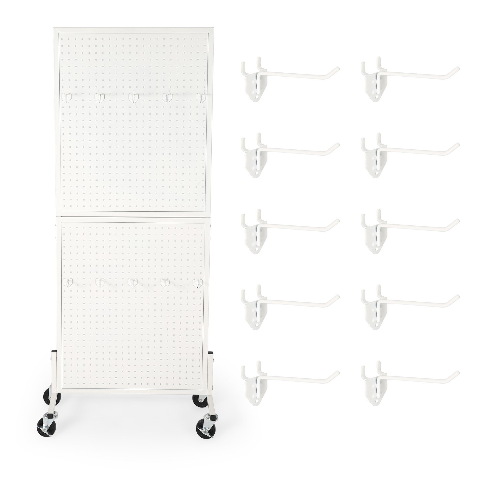 Rolling Pegboard Display Stand Organizer With Wheels Heavy-duty Retail Storage Rack For Craft Show