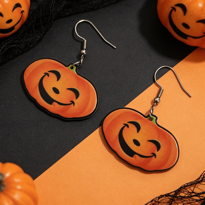 Creative Pumpkin Head Dangle Earrings for Halloween