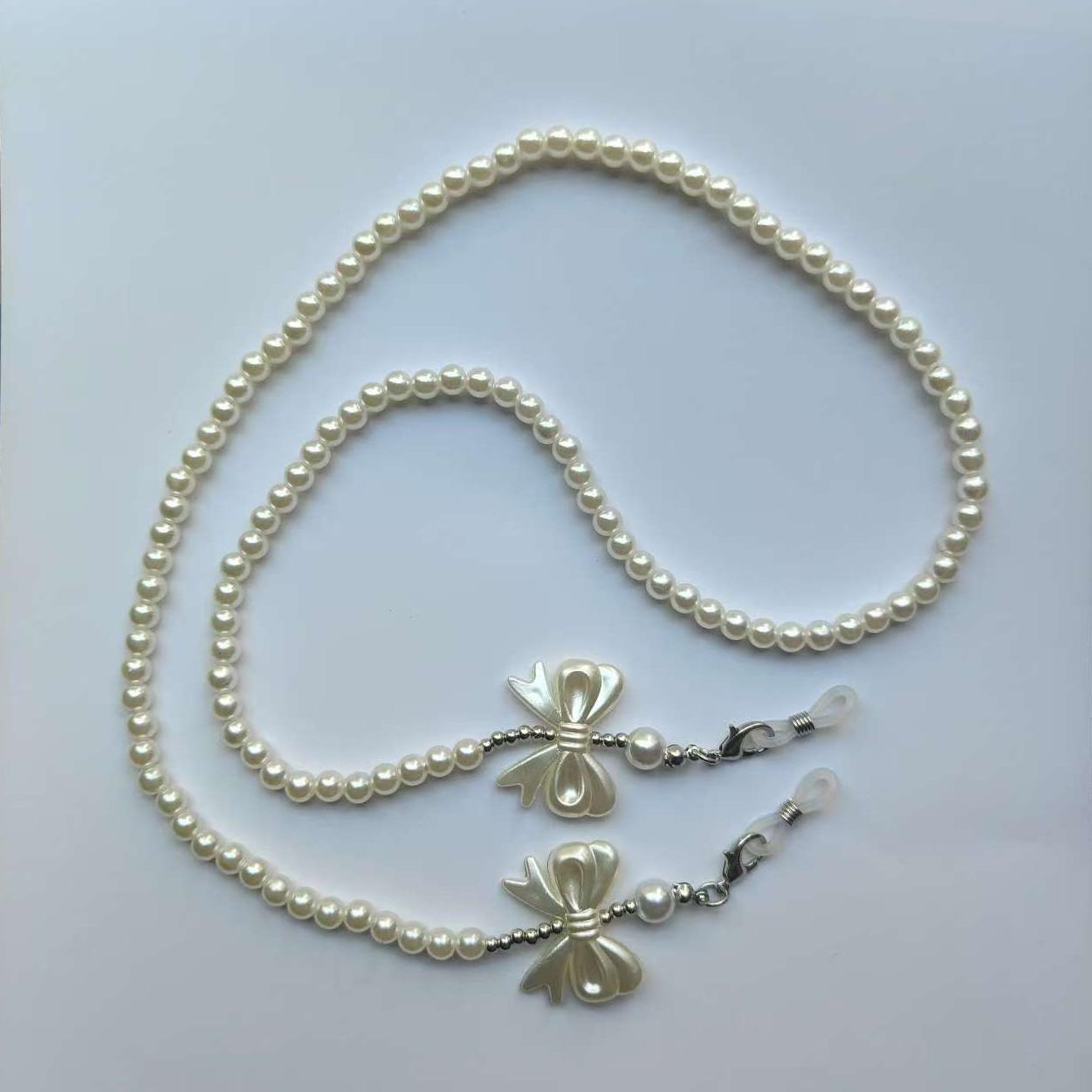 TEMU -colored Bow Beaded Fashionable And Simple -use Hat Chain, Glasses Chain, Mask Chain