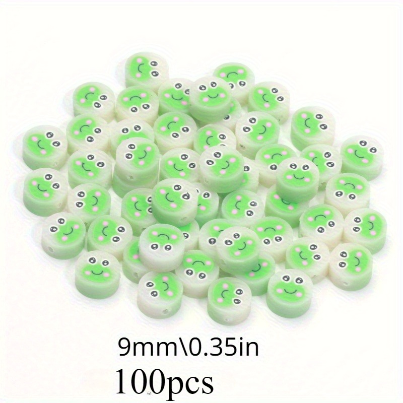 TEMU Ca. 100 Stück Niedliche Froschförmige Gelee- Polymer Clay Spacer Perlen für Schmuckherstellung, DIY Bastelzubehör für Armbänder Halsketten