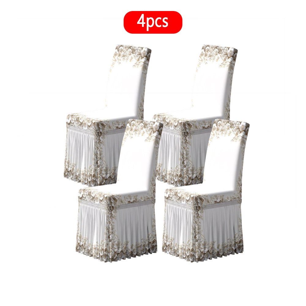 TEMU Elegant Skirted Chair Covers And Tablecloth Set | Durable Polyester, Machine-made, Ideal For Home, Hotel, Indoor/outdoor Decor, Christmas