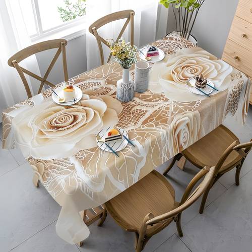 mantel floral con estampado 2d de 59x59 pulg./150x150 cm, decoraciones navideñas, cubierta de mesa ed, para comedor de cocina familiar, fiestas de navidad, patio y uso interior como exterior, 2d