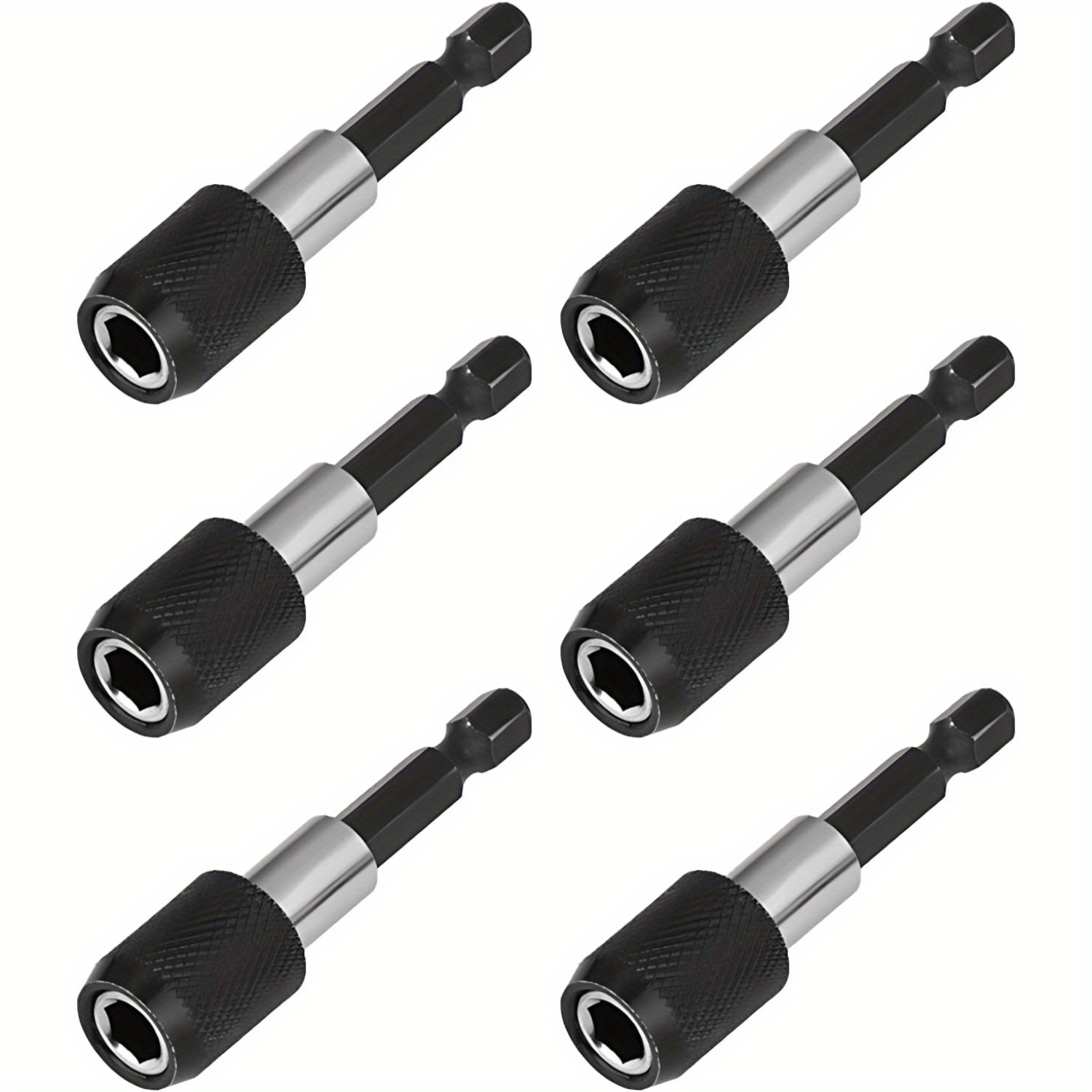 Image of 6pcs (6 Pack) Magnetic Screwdriver Bit Holder Set -release Hex Shank & Magnetic Tip Suitable For 1/4” Drill Bits, Driver, Ratchet, Drill Press - Compatible For Drill, Holder For Workshop &