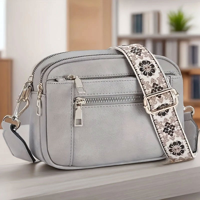 TEMU Women's Crossbody Bag [women's Crossbody Bag] Retro Bohemian Ethnic Style Shoulder Bag, Soft Texture, Multi-zipper Layered Design, Practical And