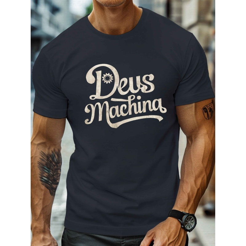 

Machina Men's Casual Tee - Lightweight, Comfy Polyester Crew Neck T-shirt With Geometric Print For Summer