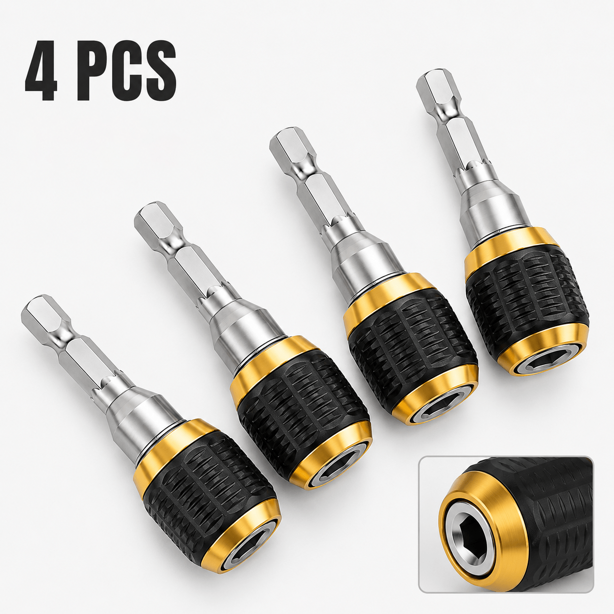 TEMU 4pcs Magnetic Quick Release Drill Adapter Set, Impact Resistant Suitable For Screwdriver Bits, Drill Press, Tools, Compatible For, Diy,,