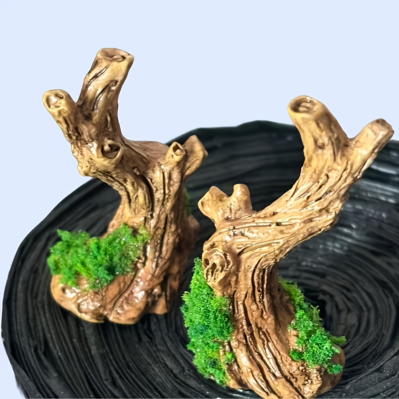 TEMU 5pcs Creative Miniature Landscape Resin Stump Ornaments, Garden Scenery Decorative Pendant Additions, Home Potted Sand Table Scenery Decoration,